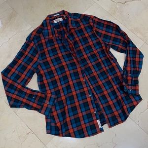 ORIGINAL PENGUIN Red Blue Plaid Checkered Long Sleeve Shirt